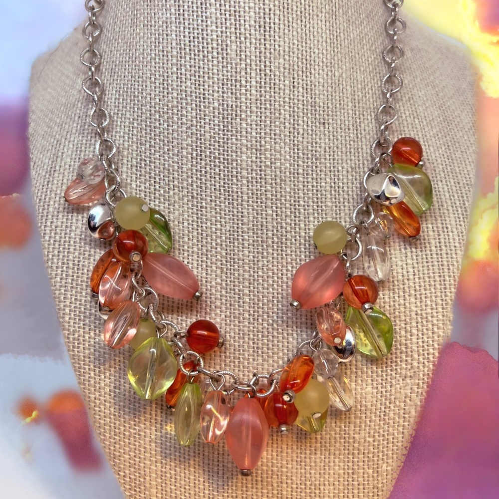 Vintage Pastel Multicolored Lucite Bead Necklace